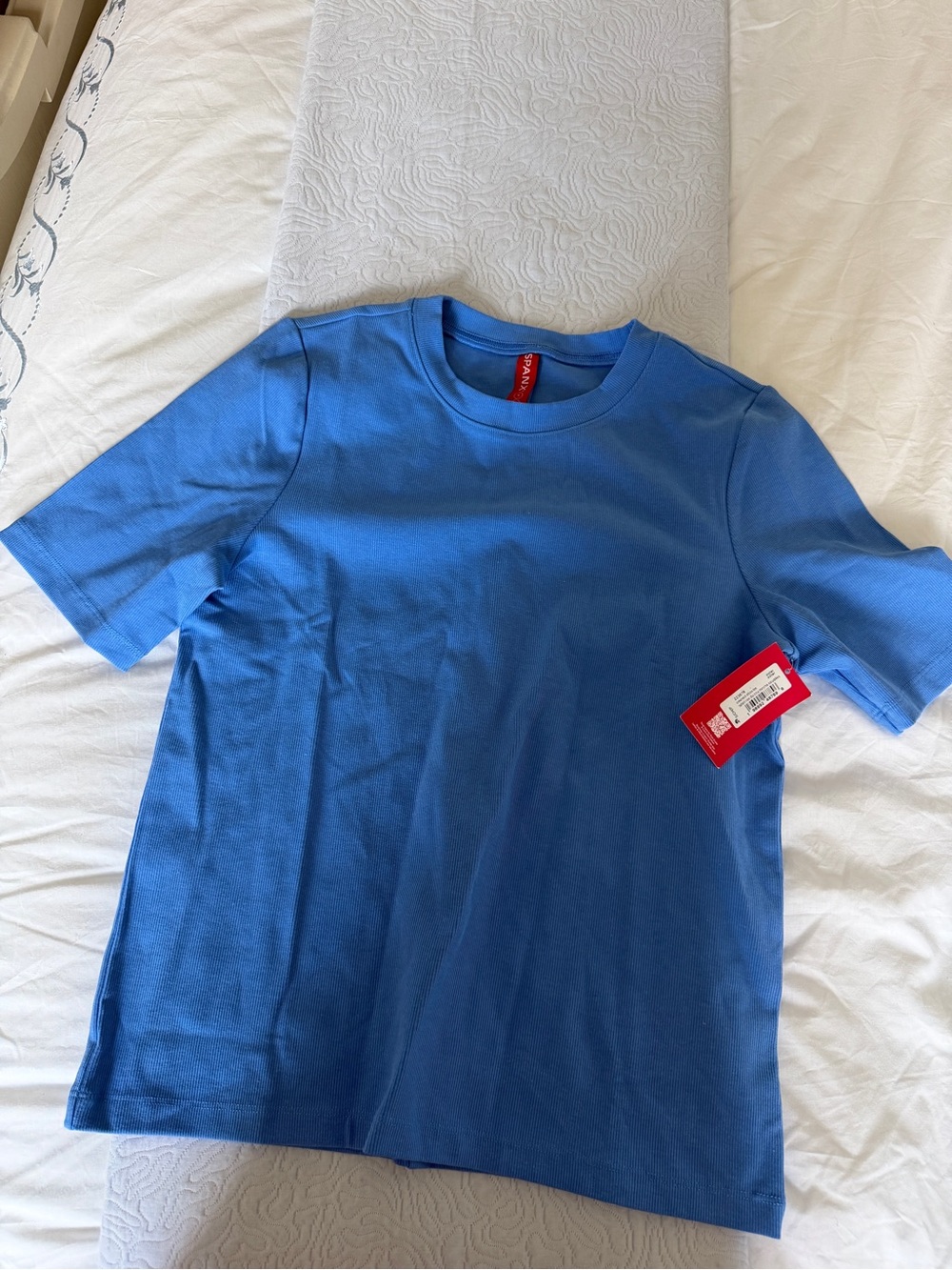 Spanx Crewneck Elbow in Blue (Aster)